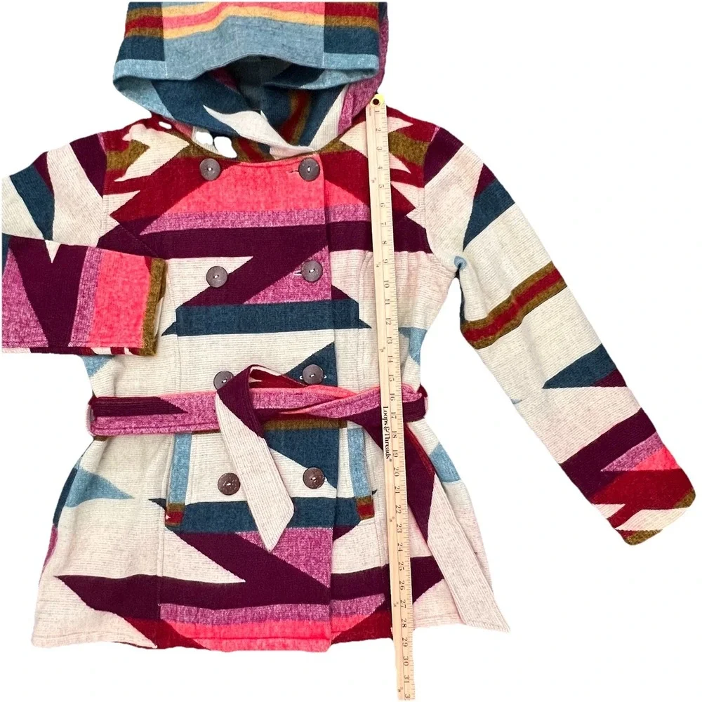 NTVES Jacket Geometric L Alpaca‎ Southwest Aztec Patchwork Ecuador Handmade Wool